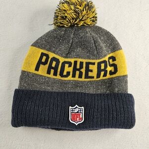 Packers Mens Pom Beanie - Gray and Yellow